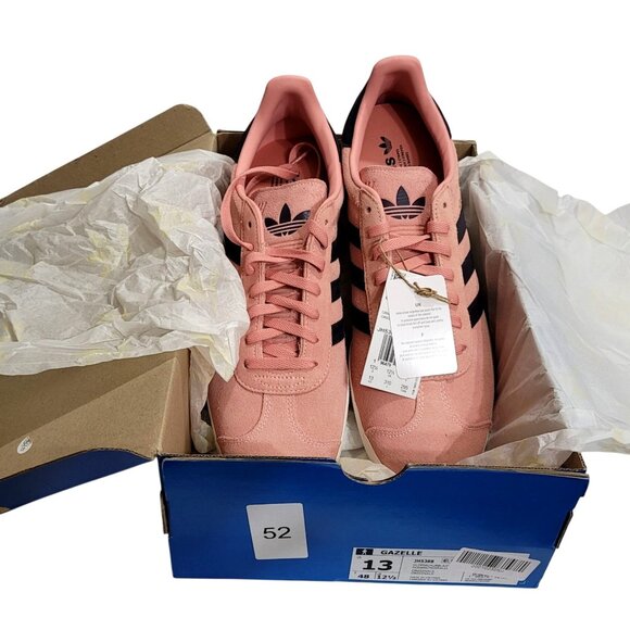 Adidas Gazelle Glow Pink Mens Sneakers Size 13 Suede Upper Black Stripes Casual - Picture 10 of 12